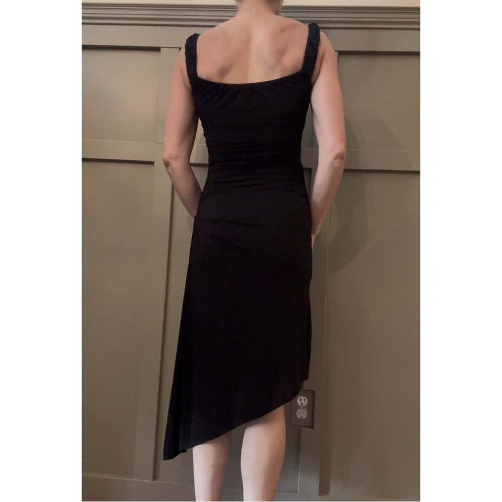 BCBGMaxAzria Black Ruched Dress Cocktail Formal Asymmetric Hem Size XS - Picture 4 of 12